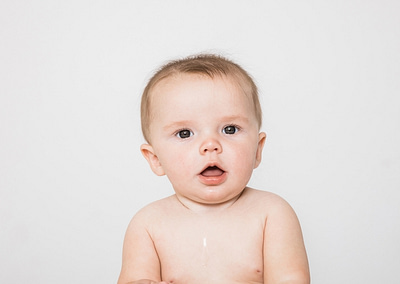 6 month old baby boy in the studio. Owen Sound Family Photographer